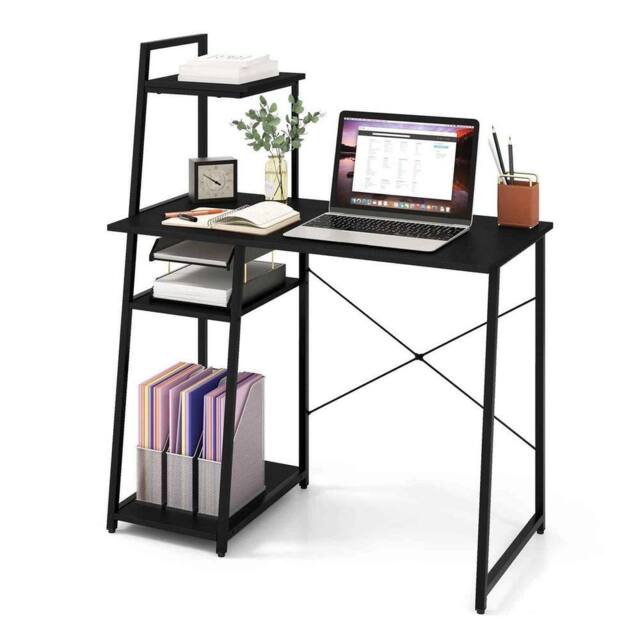 Kelvenix Study Writing Desk 100cm Home Office Computer Desk in Black - Size: 0.6m2 - image 1