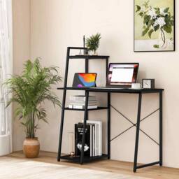 Kelvenix Study Writing Desk 100cm Home Office Computer Desk in Black - Size: 0.6m2 - thumbnail 4