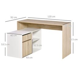 HOMCOM L-Shaped Corner Computer Desk Study Table PC Work with Storage Shelf in White - thumbnail 3