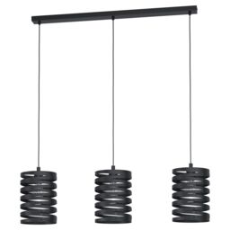 Loops Pendant Ceiling 3 Bulb Light Colour Black Shade Slim Black Spiral Bulb E27 3x40W - thumbnail 1