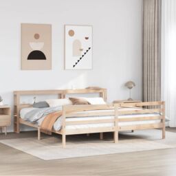 Berkfield Home Bed Frame with Headboard without Mattress 200x200 cm in Brown - thumbnail 1