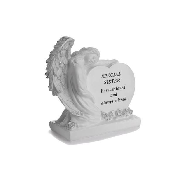 David Fischhoff Graveside Memorial Angel Heart Ornament Plaque -Sister in Cream - image 1