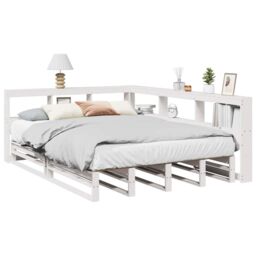 Berkfield Home Bookcase Bed without Mattress White 150x200cm Solid Wood Pine - Size: 150x200 cm - thumbnail 1