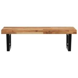 Berkfield Home Basin Shelf Wall Mounted Steel & Solid Wood Acacia in Brown - thumbnail 4