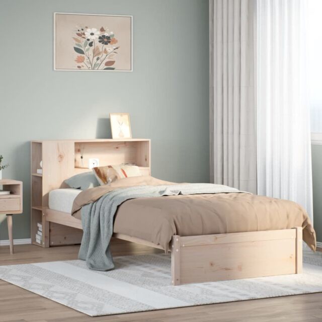 Berkfield Home Bookcase Bed without Mattress 75x190cm Small Single Solid Wood Pine in Brown - image 1
