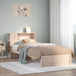 Berkfield Home Bookcase Bed without Mattress 75x190cm Small Single Solid Wood Pine in Brown - thumbnail 1
