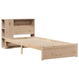 Berkfield Home Bookcase Bed without Mattress 75x190cm Small Single Solid Wood Pine in Brown - thumbnail 3