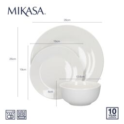 Mikasa 12 Piece Porcelain 'Alexis' Dinner Set, White, Gift Boxed in White - thumbnail 7