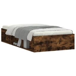 Berkfield Home Bed Frame Smoked Oak 90x190 cm Single in Brown - thumbnail 3