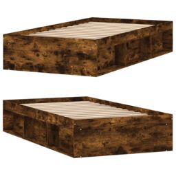 Berkfield Home Bed Frame Smoked Oak 90x190 cm Single in Brown - thumbnail 4