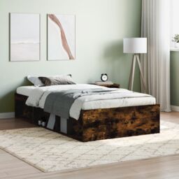 Berkfield Home Bed Frame Smoked Oak 90x190 cm Single in Brown - thumbnail 1