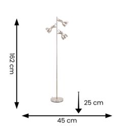 ValueLights Albie 3 Way Adjustable Directional Floor Lamp in Silver - thumbnail 6