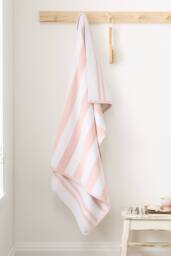 Bianca 'Reversible Stripe' Cotton Jacquard Bath Sheet in Pale Pink