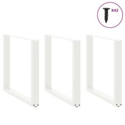 Berkfield Home Coffee Table Legs U-Shaped 3 pcs White 80x(72-73) cm Steel - thumbnail 3