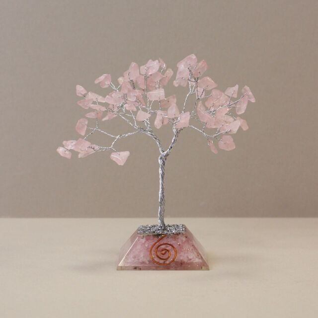 KDMD Gemstone Tree with Organite Base - 80 Stone - Rose Quartz in Pink - image 1