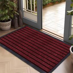 PAWNORA Burgundy 40 x 60 cm Anti Slip Door Mat in Red - Size: 40 cm x 60 cm