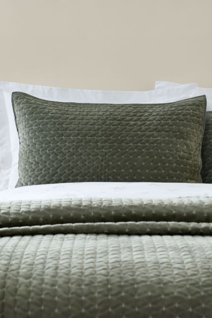 Bianca 'Attica Velvet' Embroidered Pillow sham Pair in Green - Size: Standard Pillow Case - image 1