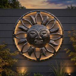 Garden Greatness Lunaria Iron Sun Solar Wall Light in Bronze - Size: 1 Pack - thumbnail 1