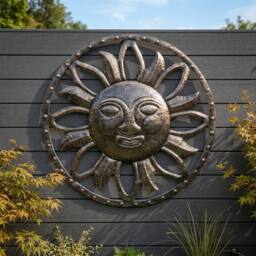 Garden Greatness Lunaria Iron Sun Solar Wall Light in Bronze - Size: 1 Pack - thumbnail 2