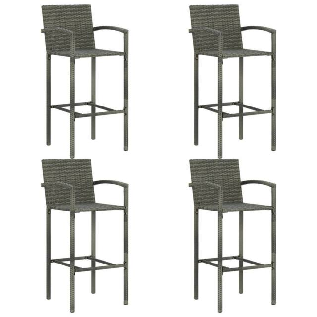 Berkfield Home Decorative 5 Piece Outdoor Bar Set with Armrest Poly Rattan Grey - image 1