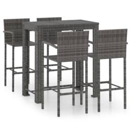 Berkfield Home Decorative 5 Piece Outdoor Bar Set with Armrest Poly Rattan Grey - thumbnail 3