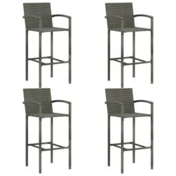 Berkfield Home Decorative 5 Piece Outdoor Bar Set with Armrest Poly Rattan Grey - thumbnail 1