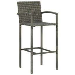 Berkfield Home Decorative 5 Piece Outdoor Bar Set with Armrest Poly Rattan Grey - thumbnail 4