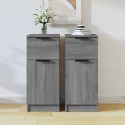 Berkfield Home Sideboards 2 pcs Grey Sonoma 30x30x70 cm Engineered Wood - Size: 30 x 30 x 70 cm - thumbnail 2