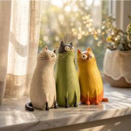 Quipulse Cute Resin Cat Shaped Decorative Vase Ornament in Green - thumbnail 5
