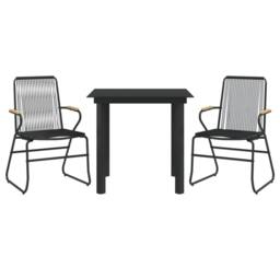 Berkfield Home 3 Piece Garden Dining Set Black PVC Rattan - thumbnail 3