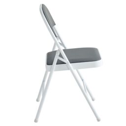 MCC Direct Set of 2 Folding Dining Chairs Metal Frame Padded Seats in Grey - thumbnail 3