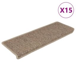 Berkfield Home Stair Mats Self-adhesive Sisal-Look 15 pcs 65x21x4 cm Sand in Beige - Size: Medium - thumbnail 2