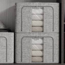 Kelvenix 2pcs 100L Folding Organizer Clothes Box in Grey