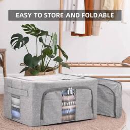 Kelvenix 2pcs 100L Folding Organizer Clothes Box in Grey - thumbnail 3