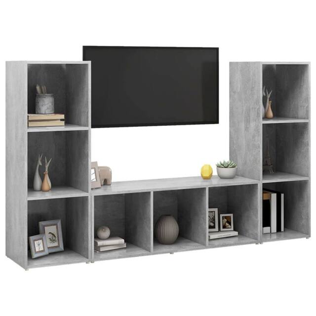 Berkfield Home TV Cabinets 3 pcs Concrete Grey 107x35x37 cm Engineered Wood - Size: 107 x 35 x 37 cm - image 1
