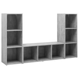 Berkfield Home TV Cabinets 3 pcs Concrete Grey 107x35x37 cm Engineered Wood - Size: 107 x 35 x 37 cm - thumbnail 3
