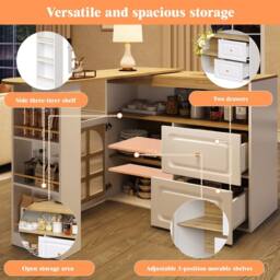 BTM Extendable Bar Table with 360° Rotating Top & Storage in White - thumbnail 5
