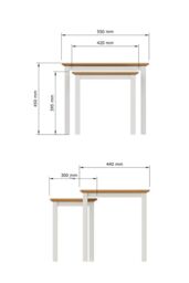 FWStyle Oak Nest Of 2 Tables Cream Linen Ready Assembled - thumbnail 6