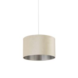 Lighting Collection Cream Velvet Drum Shade Silver Inner D40Cm Lamp Shade - thumbnail 3