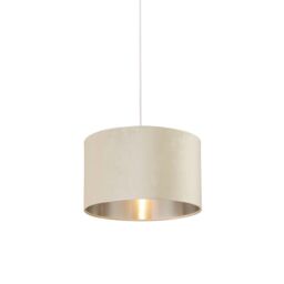 Lighting Collection Cream Velvet Drum Shade Silver Inner D40Cm Lamp Shade - thumbnail 2