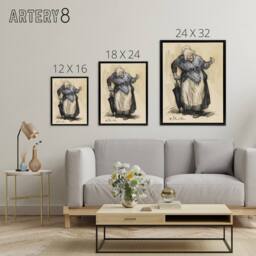 "Artery8 Angry Old Lady Sketch William James Glackens Framed Canvas Wall Art in Beige - Size: W12"" x H16""" - thumbnail 4