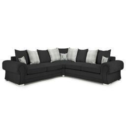 Furnishings For Less UK Milan 5 Seater L Shaped Corner Sofa Scatter Back Chesterfield Arms Black 2 Corner 2 - thumbnail 1