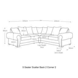 Furnishings For Less UK Milan 5 Seater L Shaped Corner Sofa Scatter Back Chesterfield Arms Black 2 Corner 2 - thumbnail 3