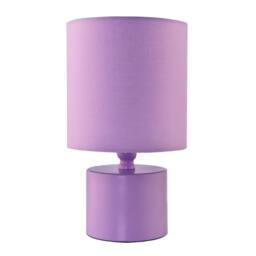 Happy Homewares Modern Glossy Metal Table Lamp with Cotton Fabric Drum Shade in Lilac - thumbnail 1