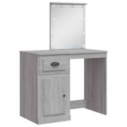 Berkfield Home Dressing Table with LED Lights Grey Sonoma 90x42x132.5 cm - thumbnail 3