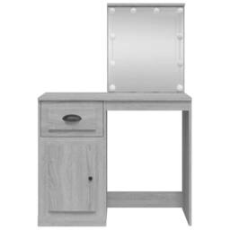 Berkfield Home Dressing Table with LED Lights Grey Sonoma 90x42x132.5 cm - thumbnail 5