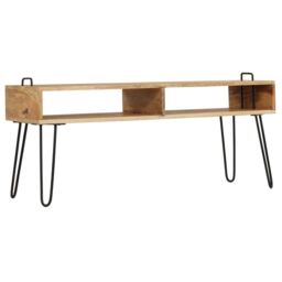 Berkfield Home TV Stand Solid Mango Wood 110x35x45 cm in Brown - Size: 110 x 35 x 45 cm - thumbnail 2