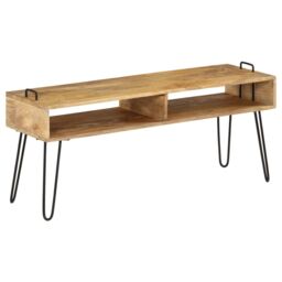 Berkfield Home TV Stand Solid Mango Wood 110x35x45 cm in Brown - Size: 110 x 35 x 45 cm