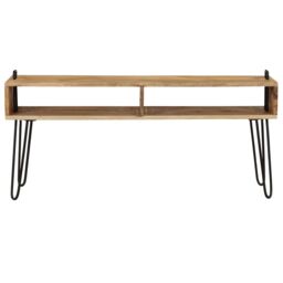 Berkfield Home TV Stand Solid Mango Wood 110x35x45 cm in Brown - Size: 110 x 35 x 45 cm - thumbnail 3