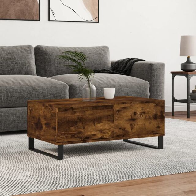 Berkfield Home Coffee Table Smoked Oak 90x50x36.5 cm Engineered Wood in Brown